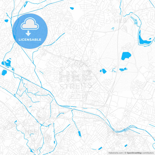 West Bromwich, England PDF vector map with water in focus