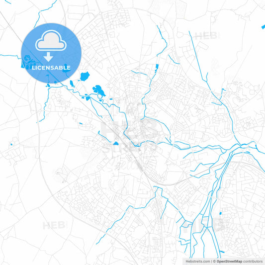 Stafford, England PDF vector map with water in focus