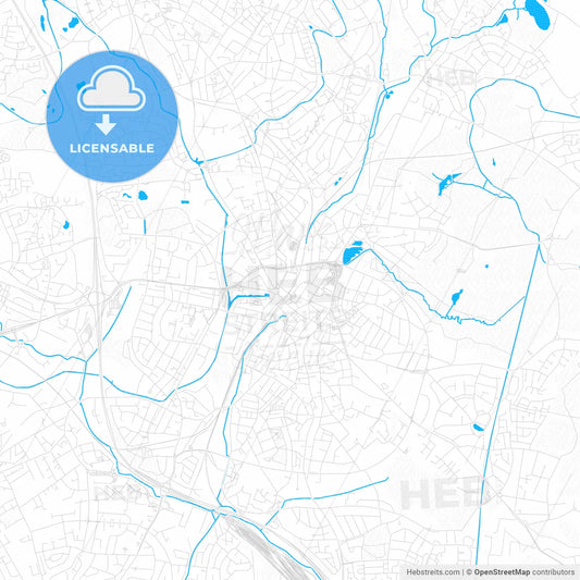 Walsall, England PDF vector map with water in focus