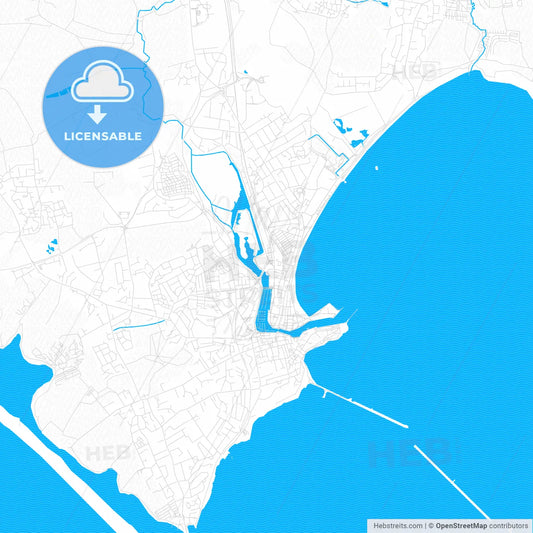 Weymouth, England PDF vector map with water in focus