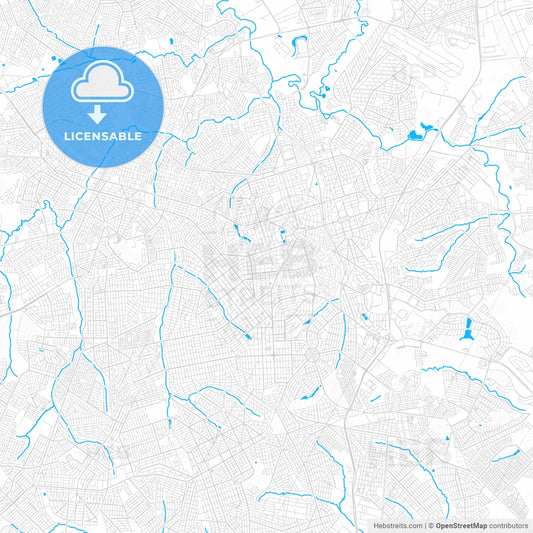Goiania, Brazil PDF vector map with water in focus