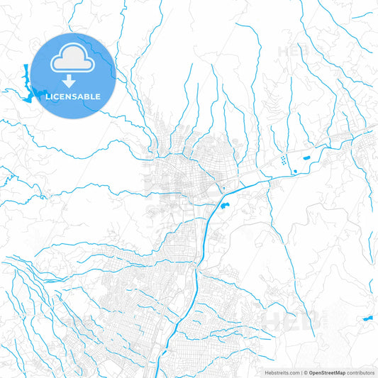 Bello, Colombia PDF vector map with water in focus