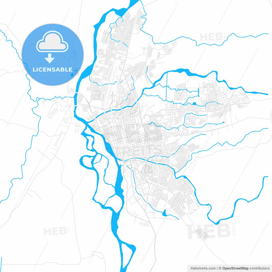 Neiva, Colombia PDF vector map with water in focus