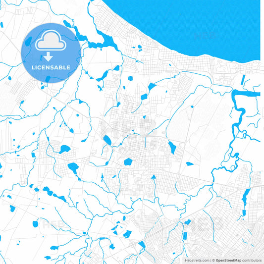 Caucaia, Brazil PDF vector map with water in focus