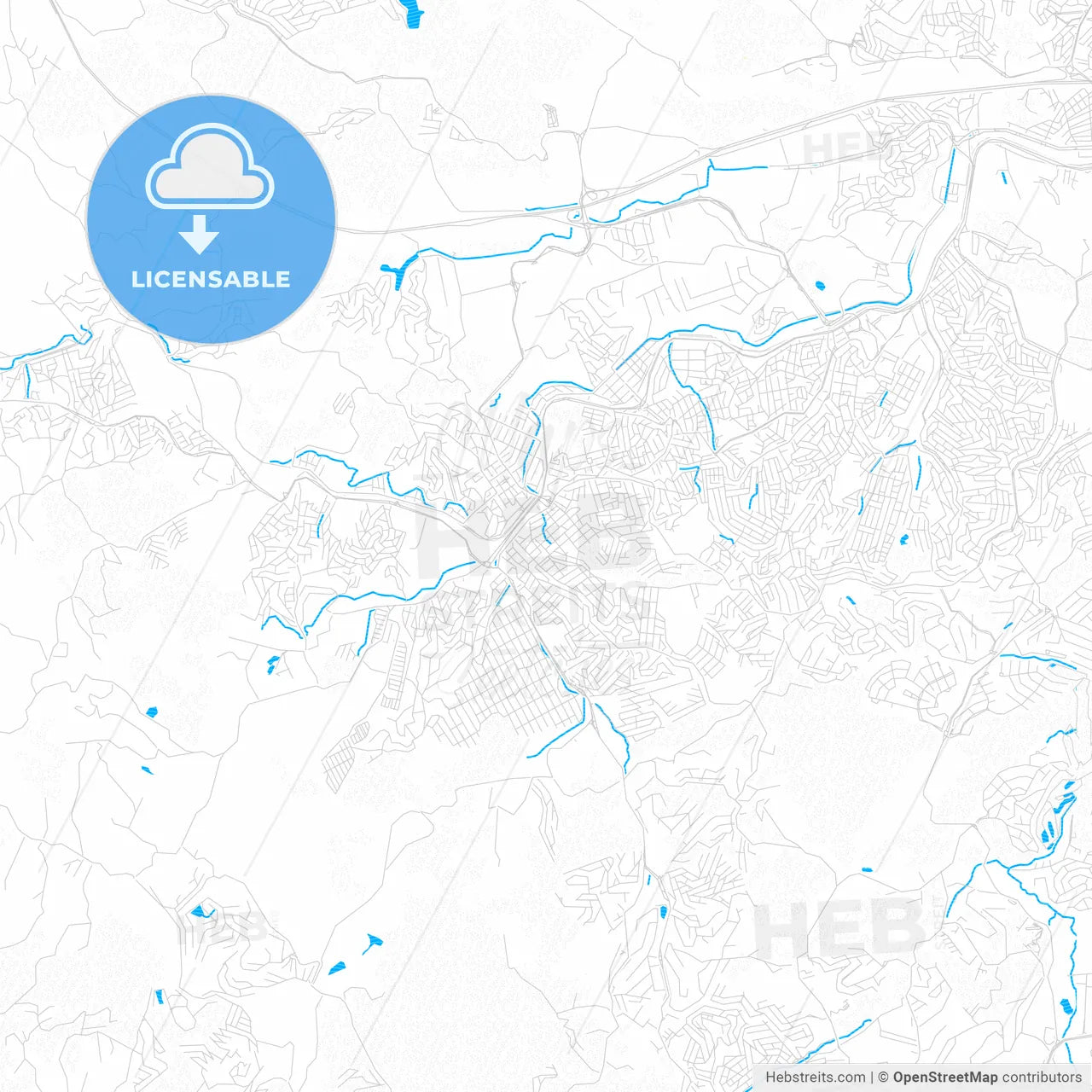 Itapevi, Brazil PDF vector map with water in focus