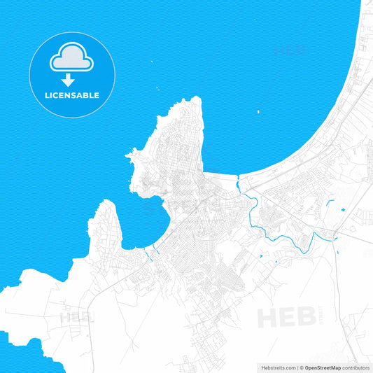 Coquimbo, Chile PDF vector map with water in focus