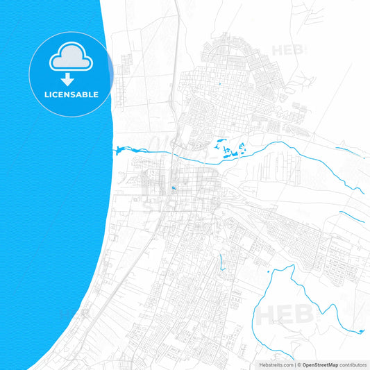 La Serena, Chile PDF vector map with water in focus
