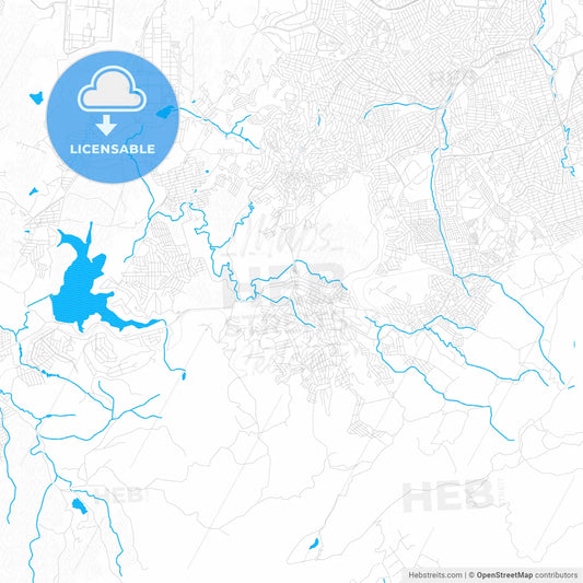 Ibirite, Brazil PDF vector map with water in focus