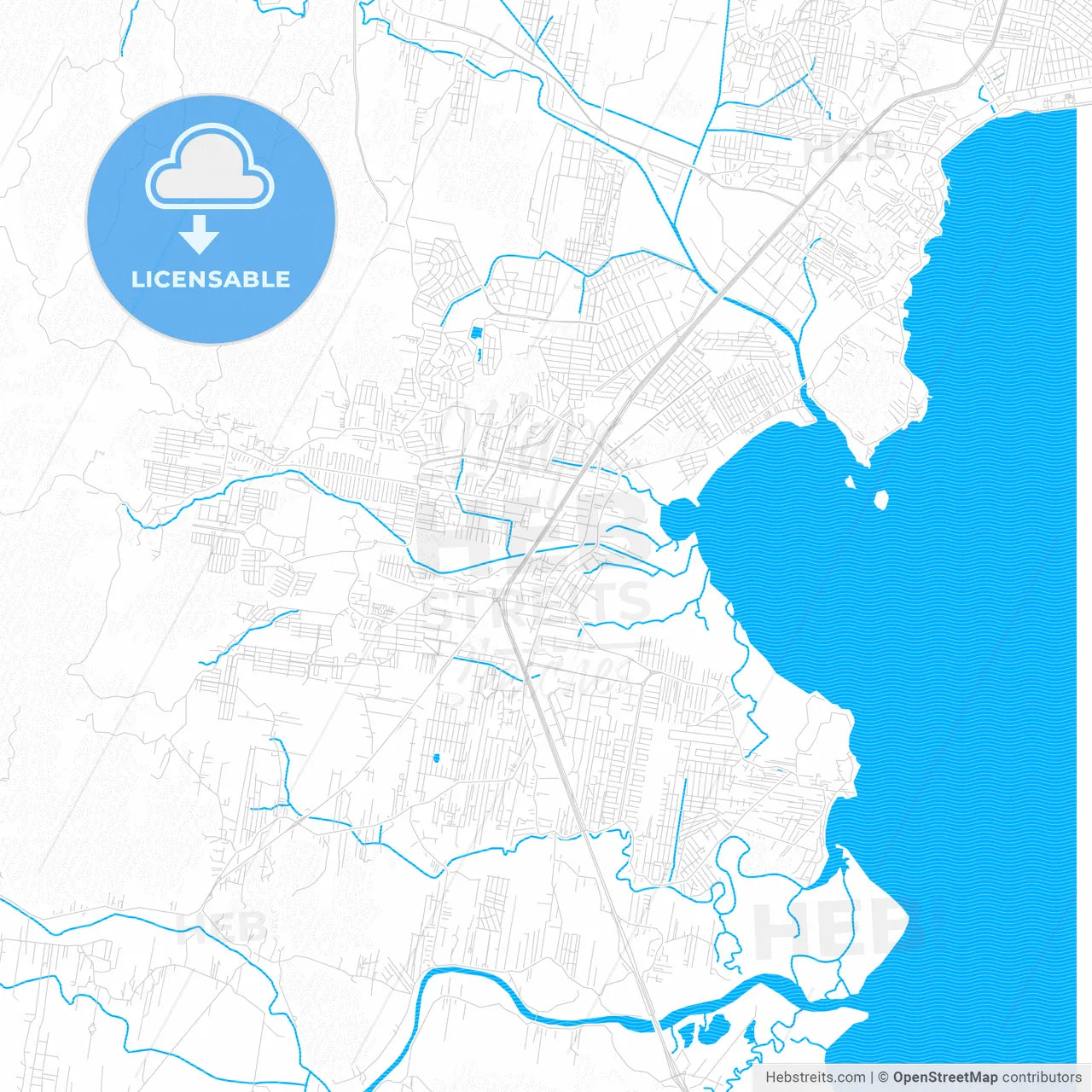 Palhoca, Brazil PDF vector map with water in focus