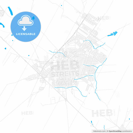 Birigui, Brazil PDF vector map with water in focus