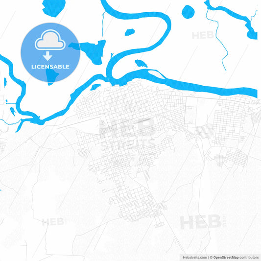 Corumba, Brazil PDF vector map with water in focus