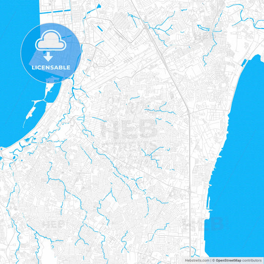 Parañaque, Philippines PDF vector map with water in focus