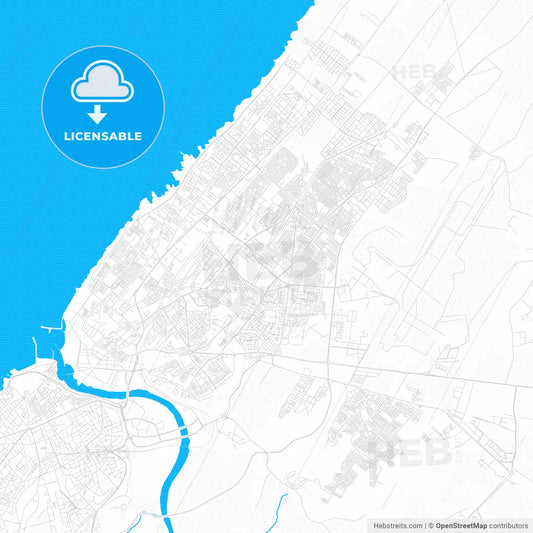 Sale, Morocco PDF vector map with water in focus