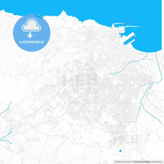 Tangier, Morocco PDF vector map with water in focus