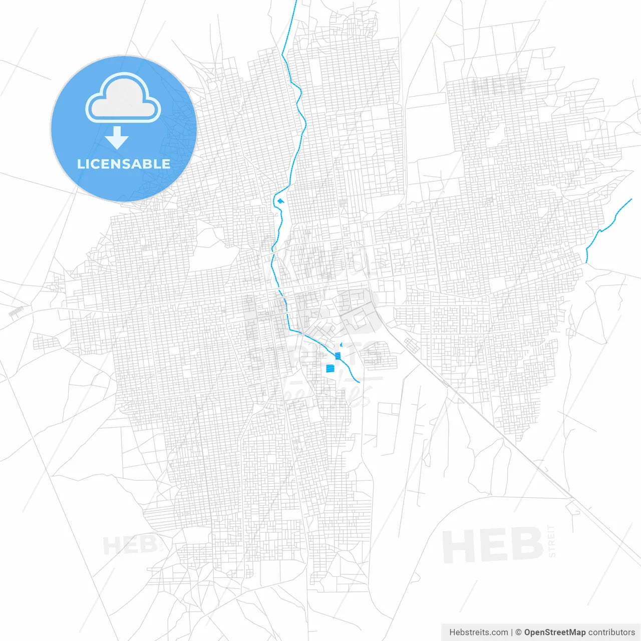 El Obeid, Sudan PDF vector map with water in focus