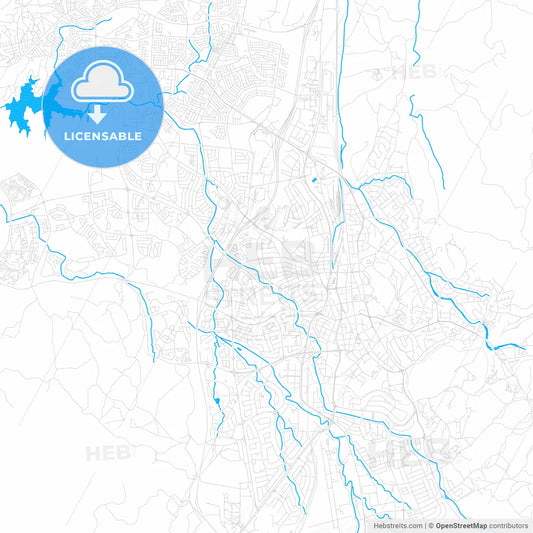 Windhoek, Namibia PDF vector map with water in focus
