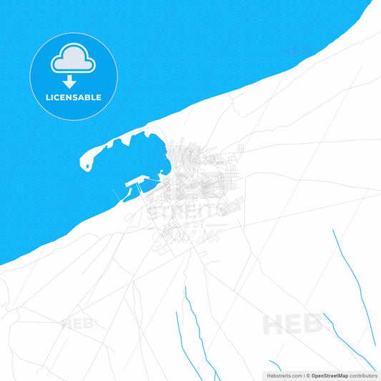 Berbera, Somalia PDF vector map with water in focus