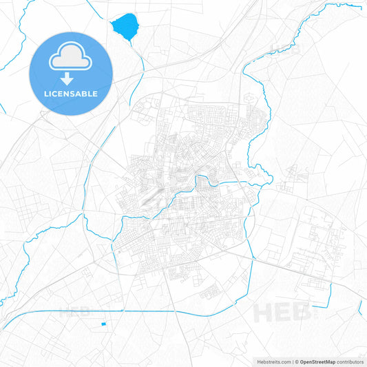 Sidi Bel Abbes, Algeria PDF vector map with water in focus