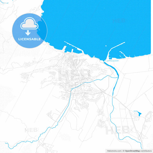 Skikda, Algeria PDF vector map with water in focus