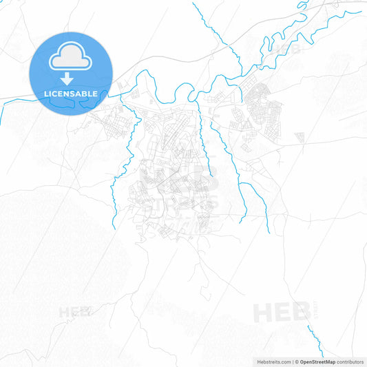 Taza, Morocco PDF vector map with water in focus
