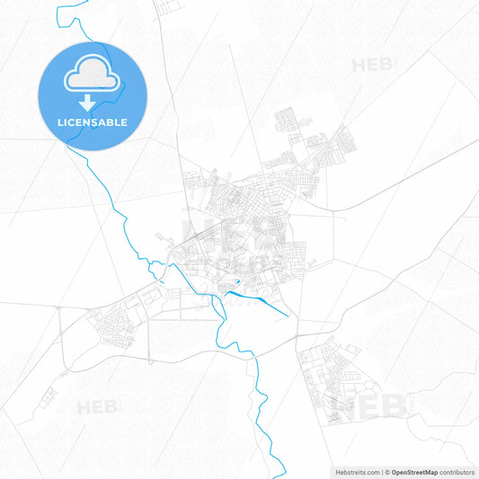 Relizane, Algeria PDF vector map with water in focus