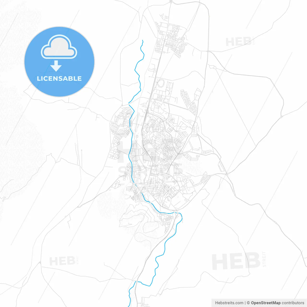 Saida, Algeria PDF vector map with water in focus