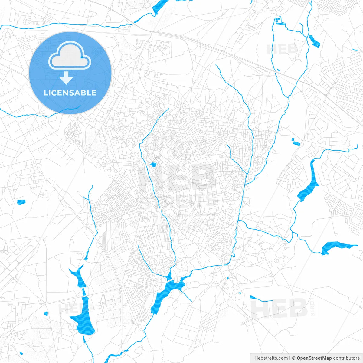 Epworth, Zimbabwe PDF vector map with water in focus