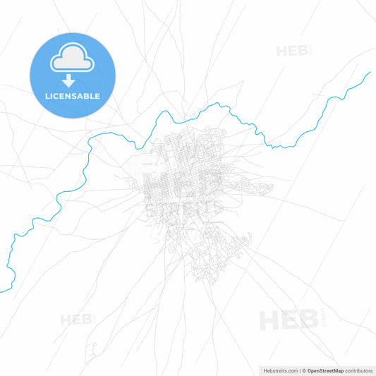 Gereida, Sudan PDF vector map with water in focus
