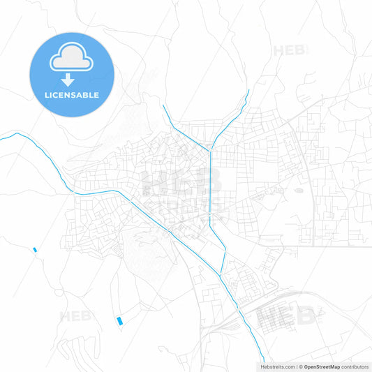 Sliven, Bulgaria PDF vector map with water in focus