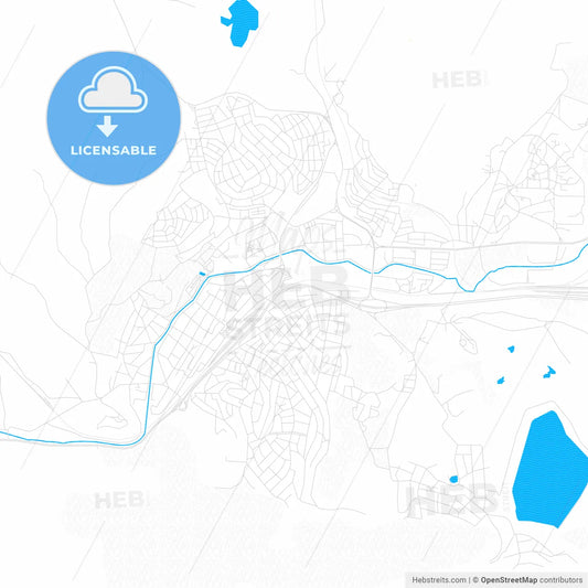 Pernik, Bulgaria PDF vector map with water in focus