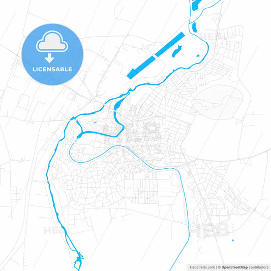 Yambol, Bulgaria PDF vector map with water in focus
