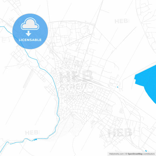 Vratsa, Bulgaria PDF vector map with water in focus