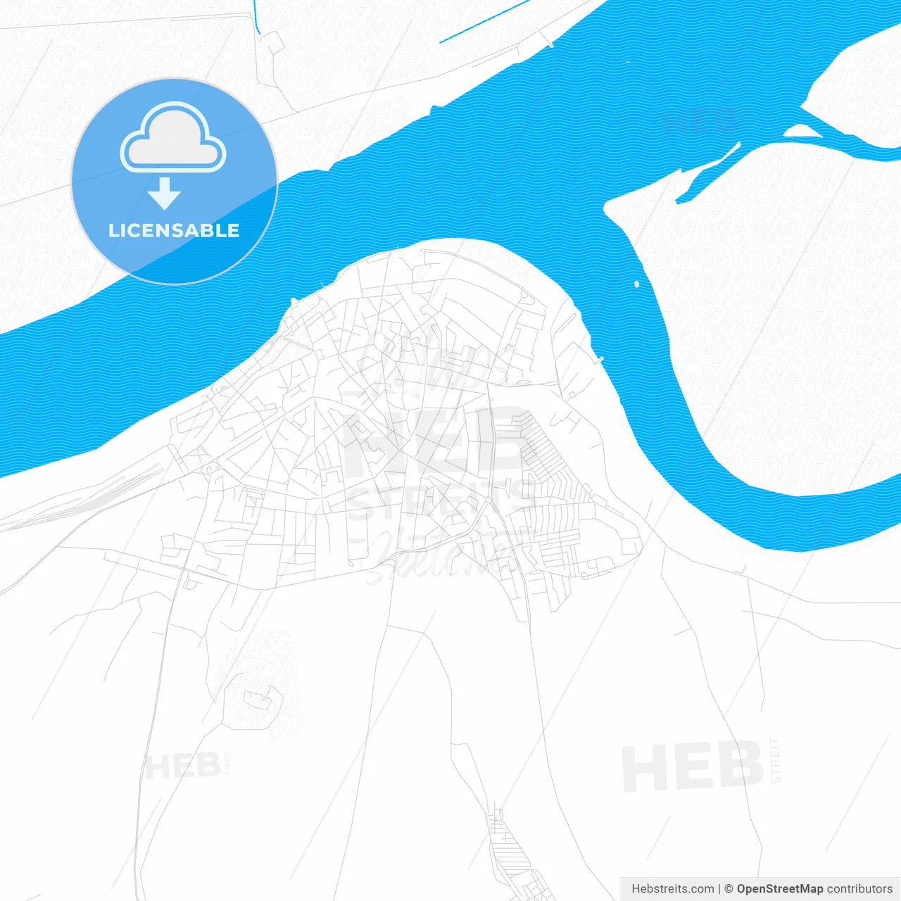 Silistra, Bulgaria PDF vector map with water in focus