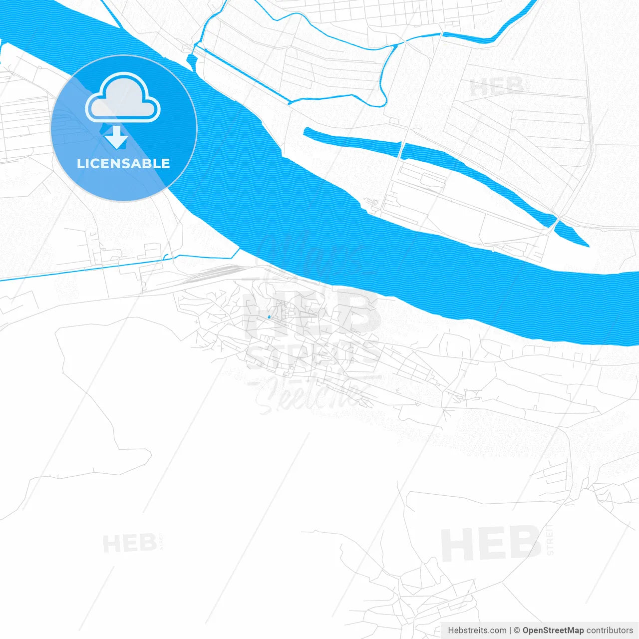 Svishtov, Bulgaria PDF vector map with water in focus