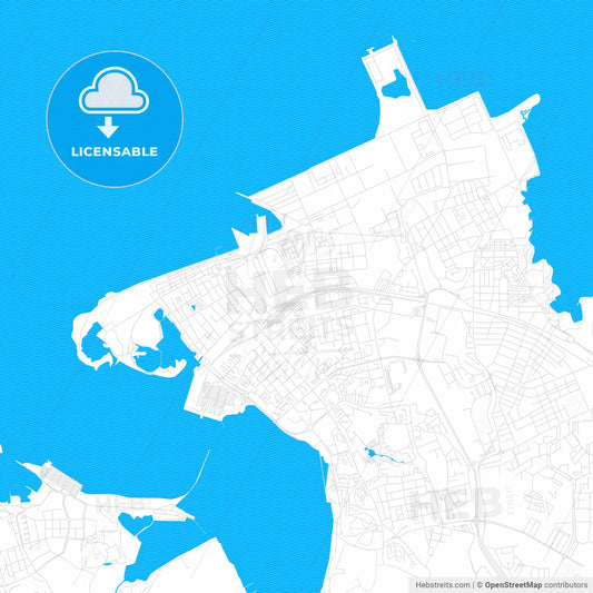 Barreiro, Portugal PDF vector map with water in focus