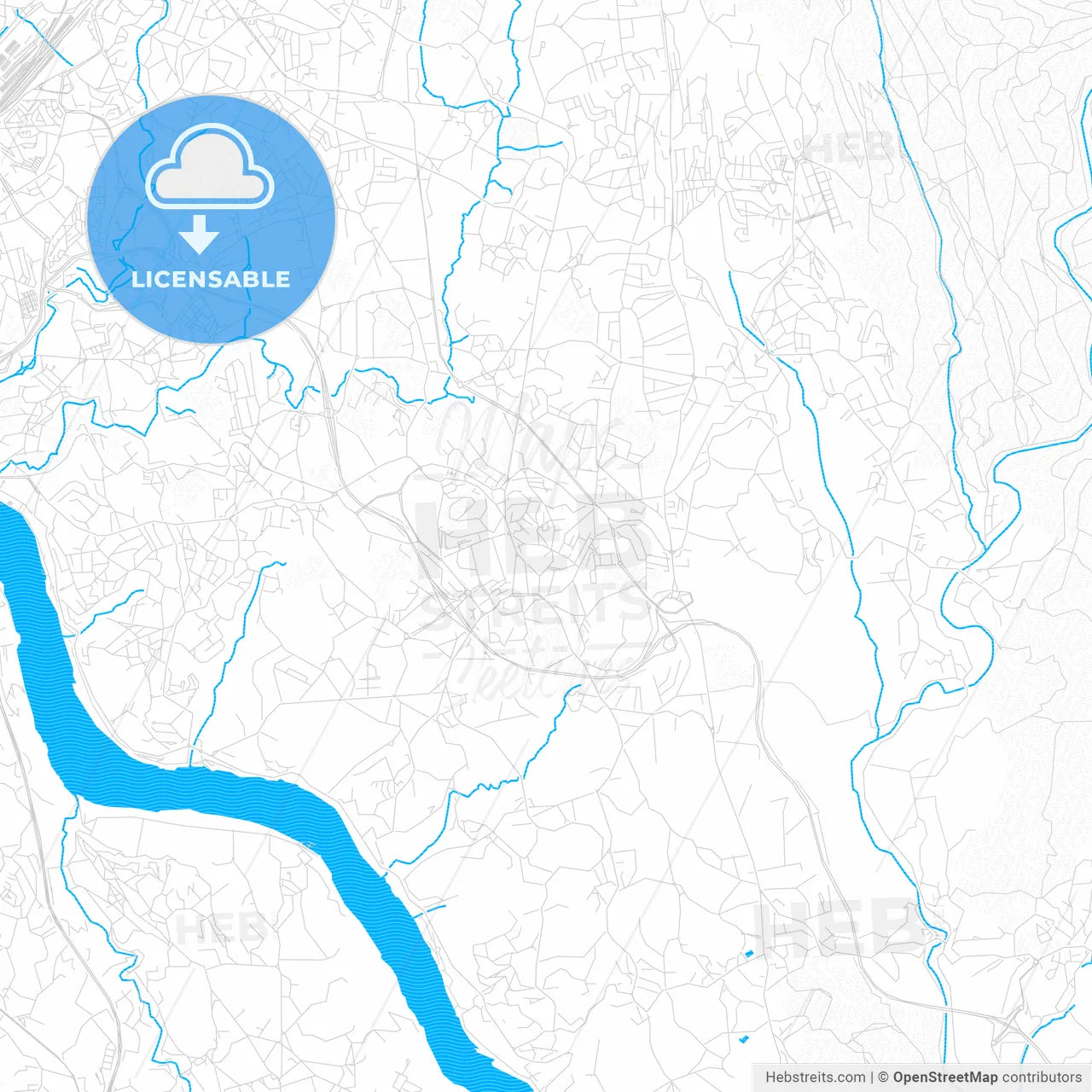 Gondomar, Portugal PDF vector map with water in focus