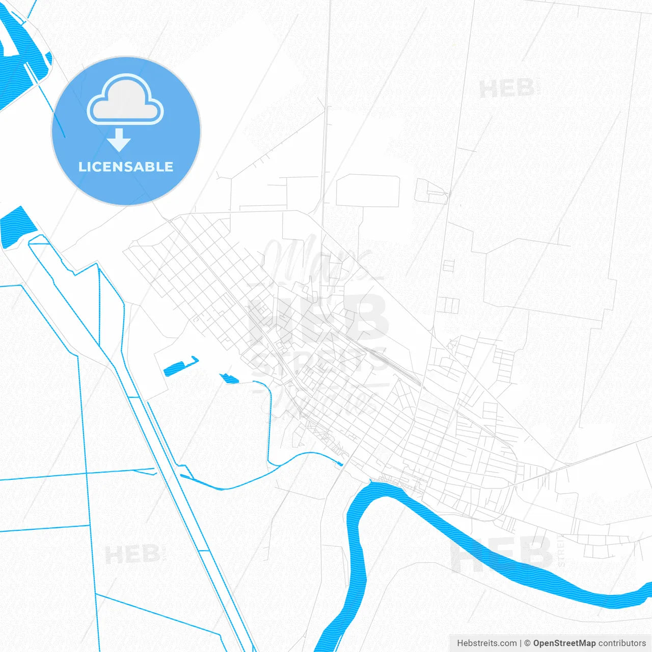 Călărași, Romania PDF vector map with water in focus