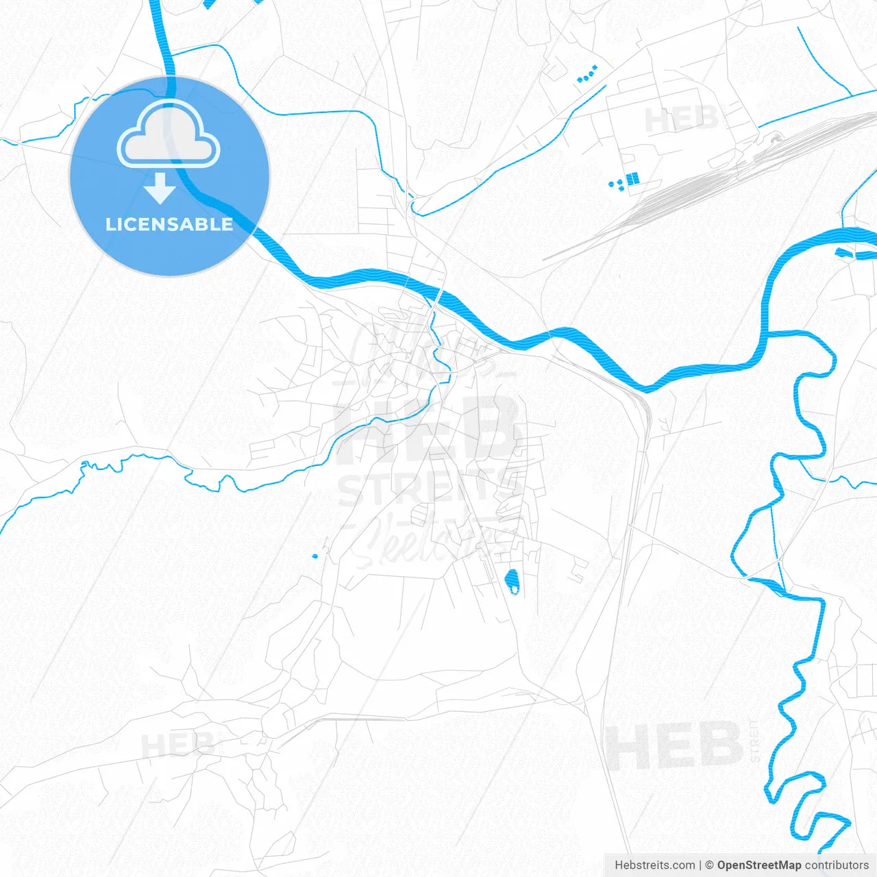 Dej, Romania PDF vector map with water in focus