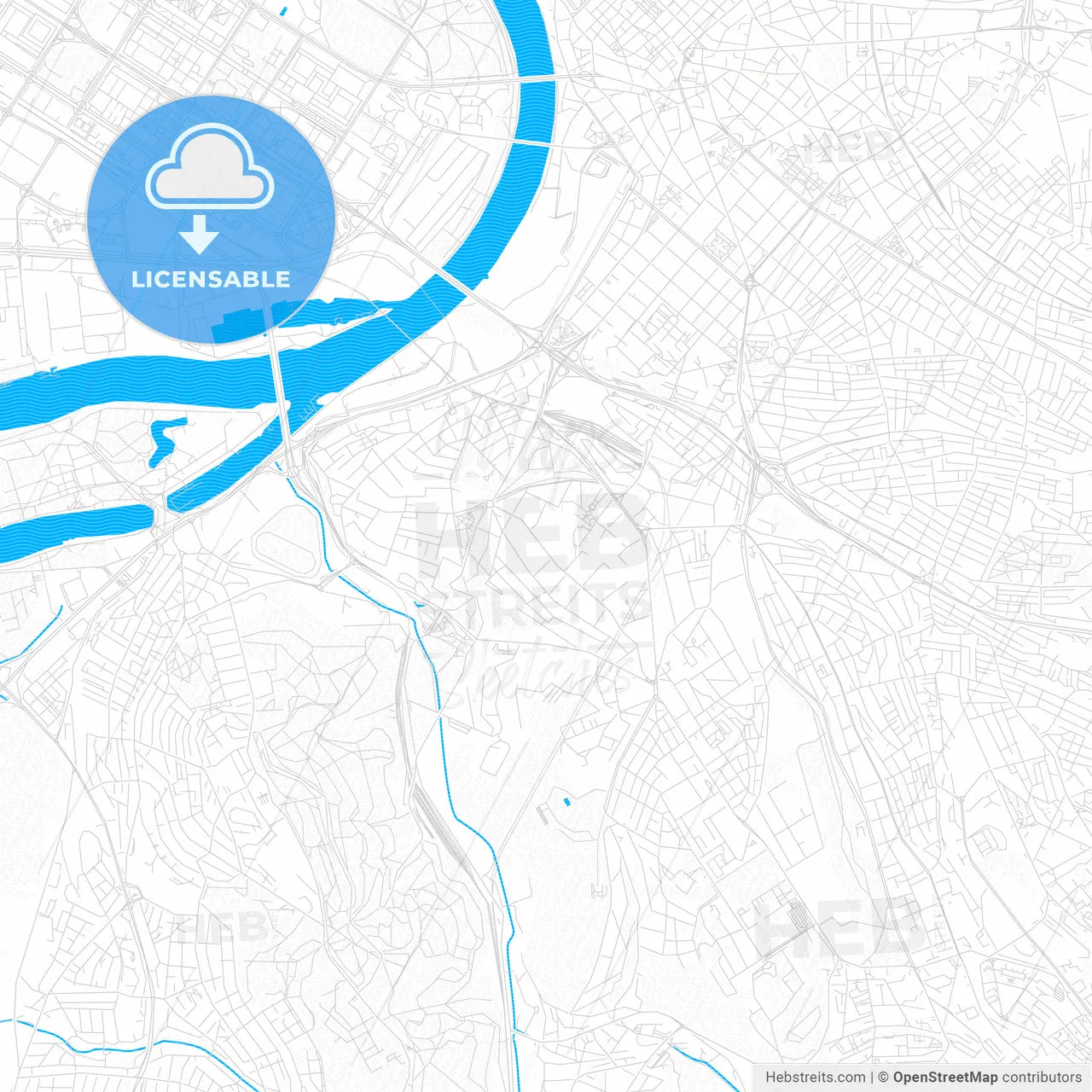 Belgrade, Serbia PDF vector map with water in focus
