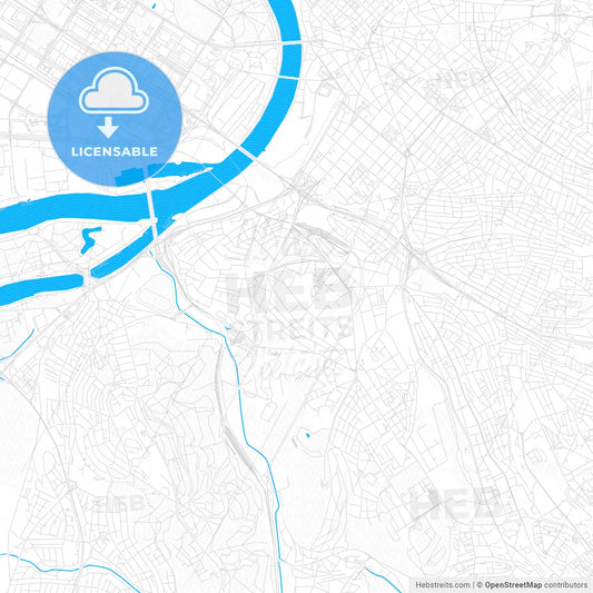 Belgrade, Serbia PDF vector map with water in focus