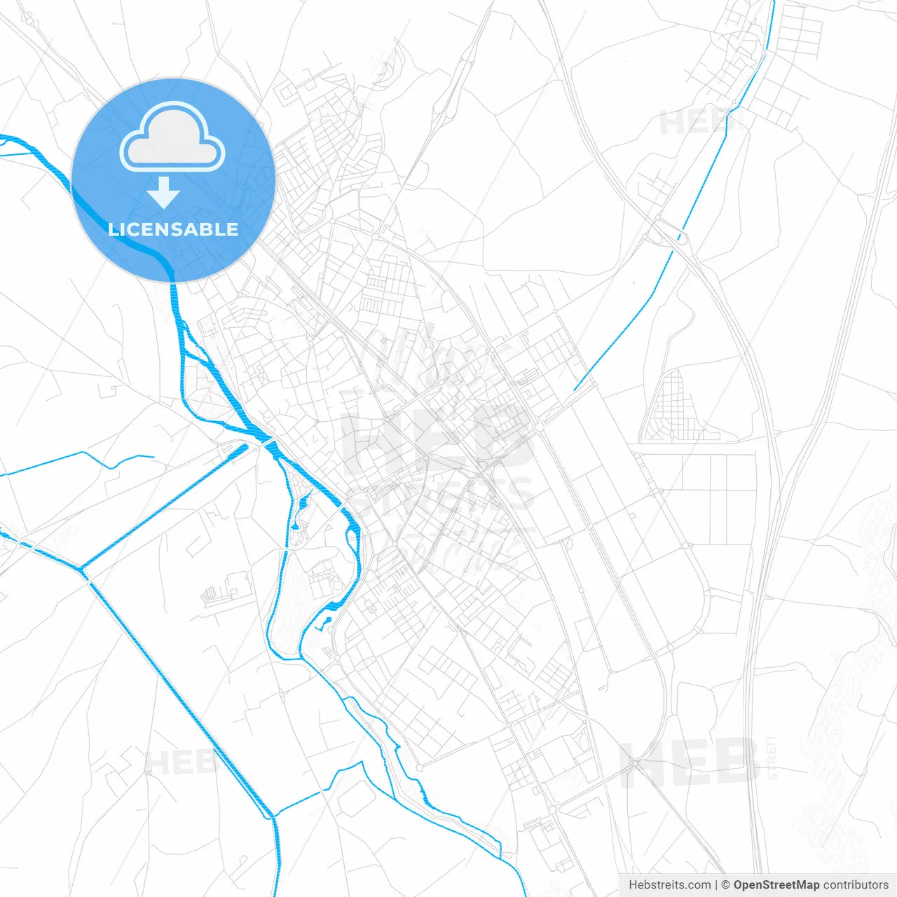 Palencia, Spain PDF vector map with water in focus