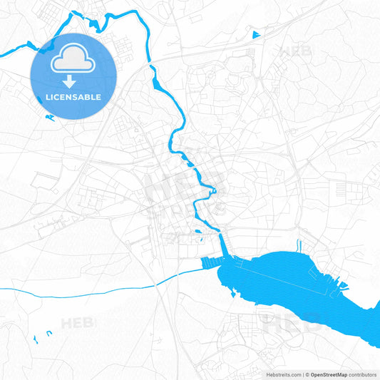 Nyköping, Sweden PDF vector map with water in focus