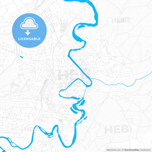 Fribourg, Switzerland PDF vector map with water in focus