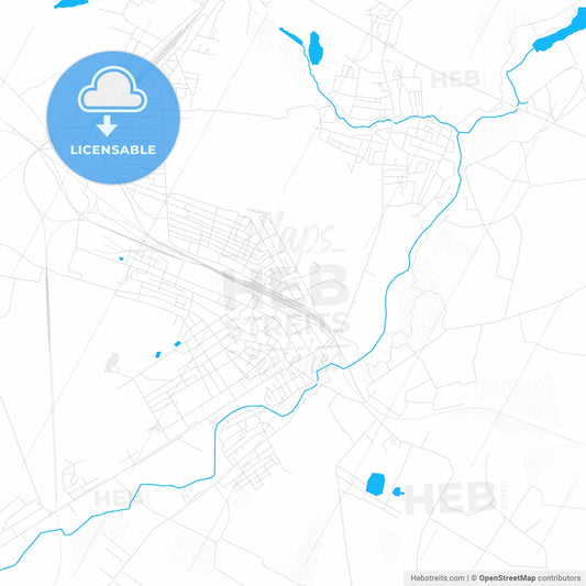 Korosten, Ukraine PDF vector map with water in focus