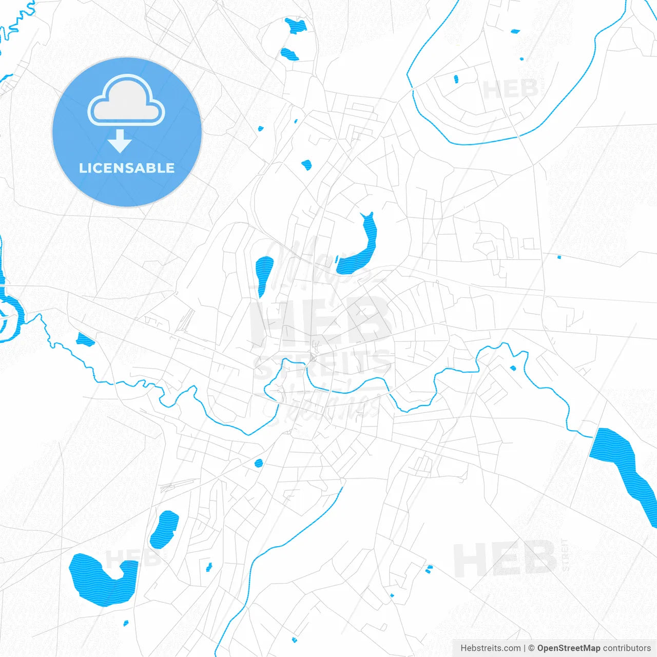 Okhtyrka, Ukraine PDF vector map with water in focus