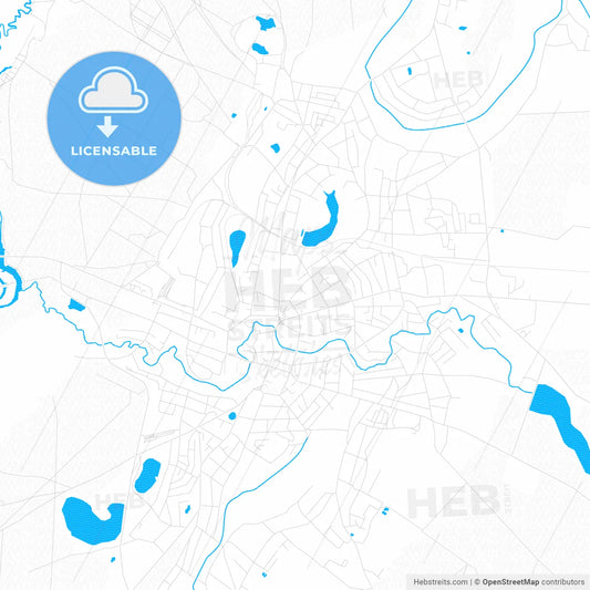Okhtyrka, Ukraine PDF vector map with water in focus