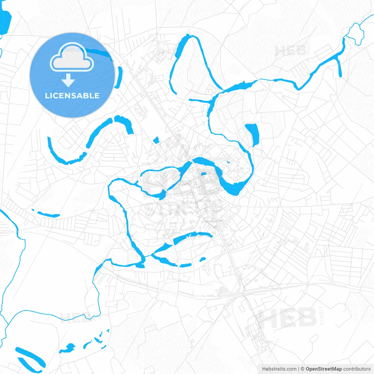 Myrhorod, Ukraine PDF vector map with water in focus