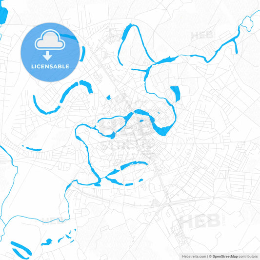 Myrhorod, Ukraine PDF vector map with water in focus