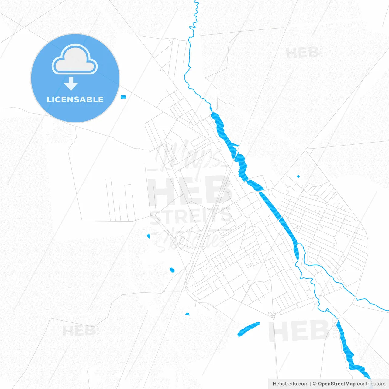 Kostopil, Ukraine PDF vector map with water in focus