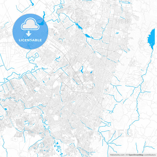 Bogota, Colombia PDF vector map with water in focus